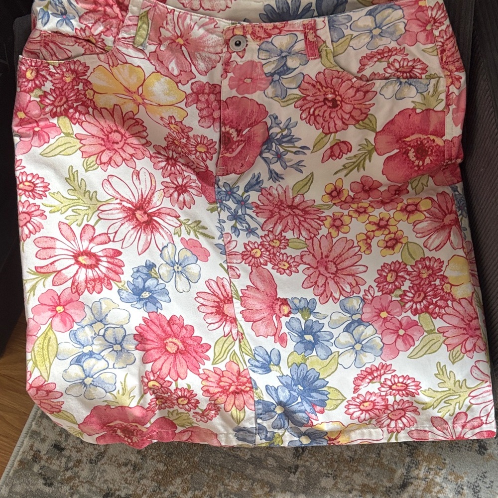 Liz Claiborne Floral Mini Skirt - Pink, Yellow, Blue
